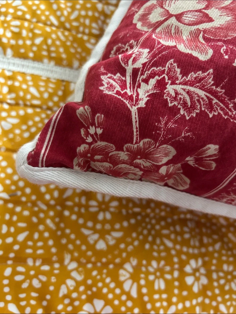 Chaps Red Floral Stripe Accent Pillow Telluride Red 18x18
